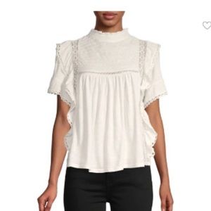 Free People • Ruffle Lace Trim Top